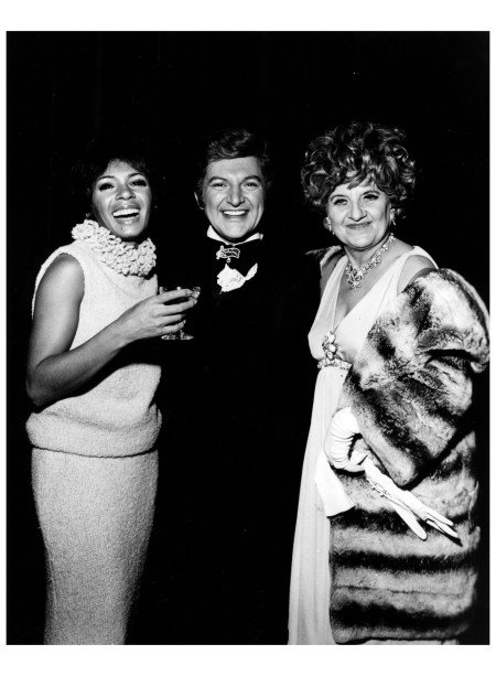 Liberace with Shirley Bassey and Hermione Gingold, undated