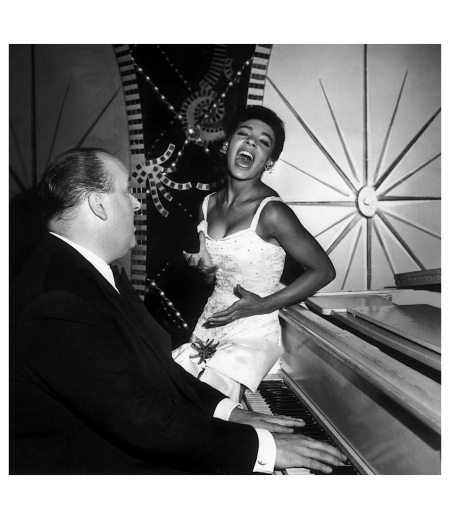 Shirley Bassey with composer, Ross Parker. Aug 1955 (Photo by Alan Meek:Express:Getty Images)